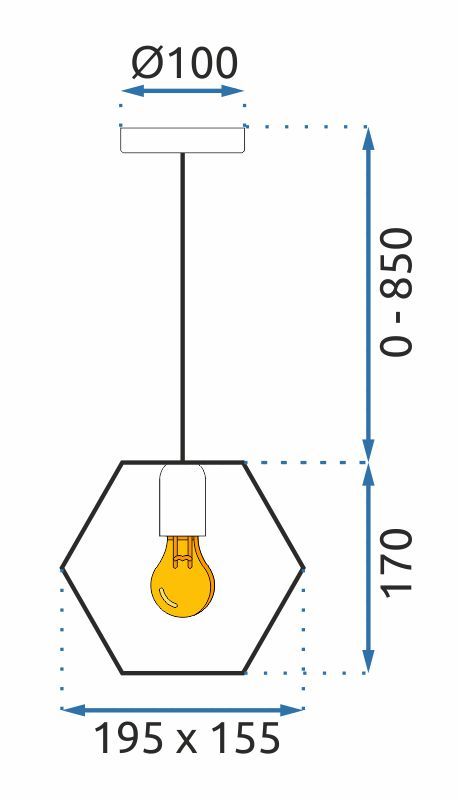 Toolight, závesné svietidlo 1xE27 APP1131-1CP, čierna-zlatá, OSW-40003