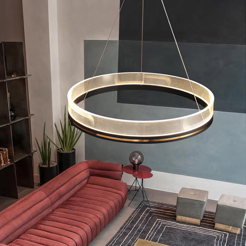 Toolight, LED závesné svietidlo 60cm APP1192-CP, čierna-zlatá, OSW-40023