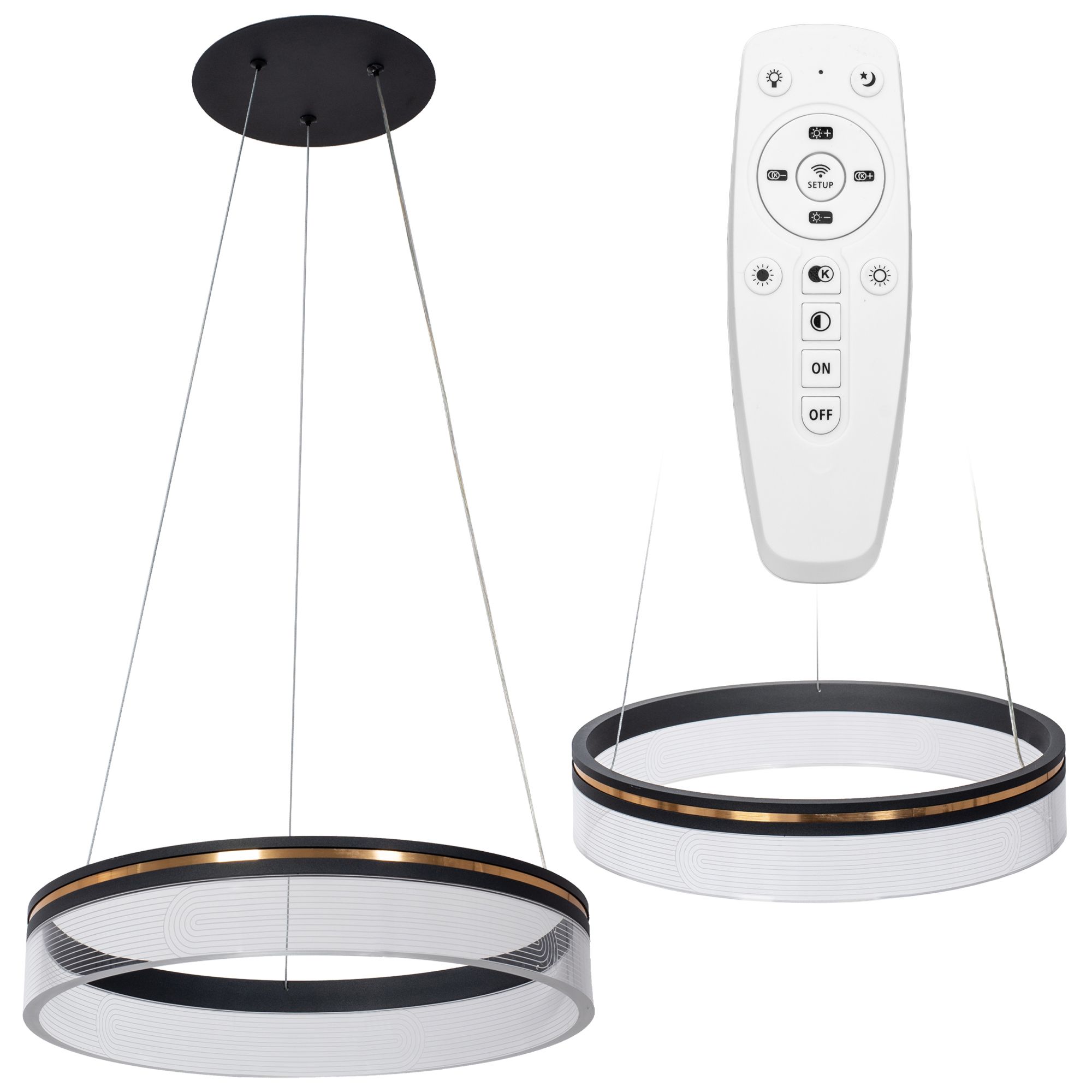 Toolight, LED závesné svietidlo 40cm APP1191-CP, čierna-zlatá, OSW-40022
