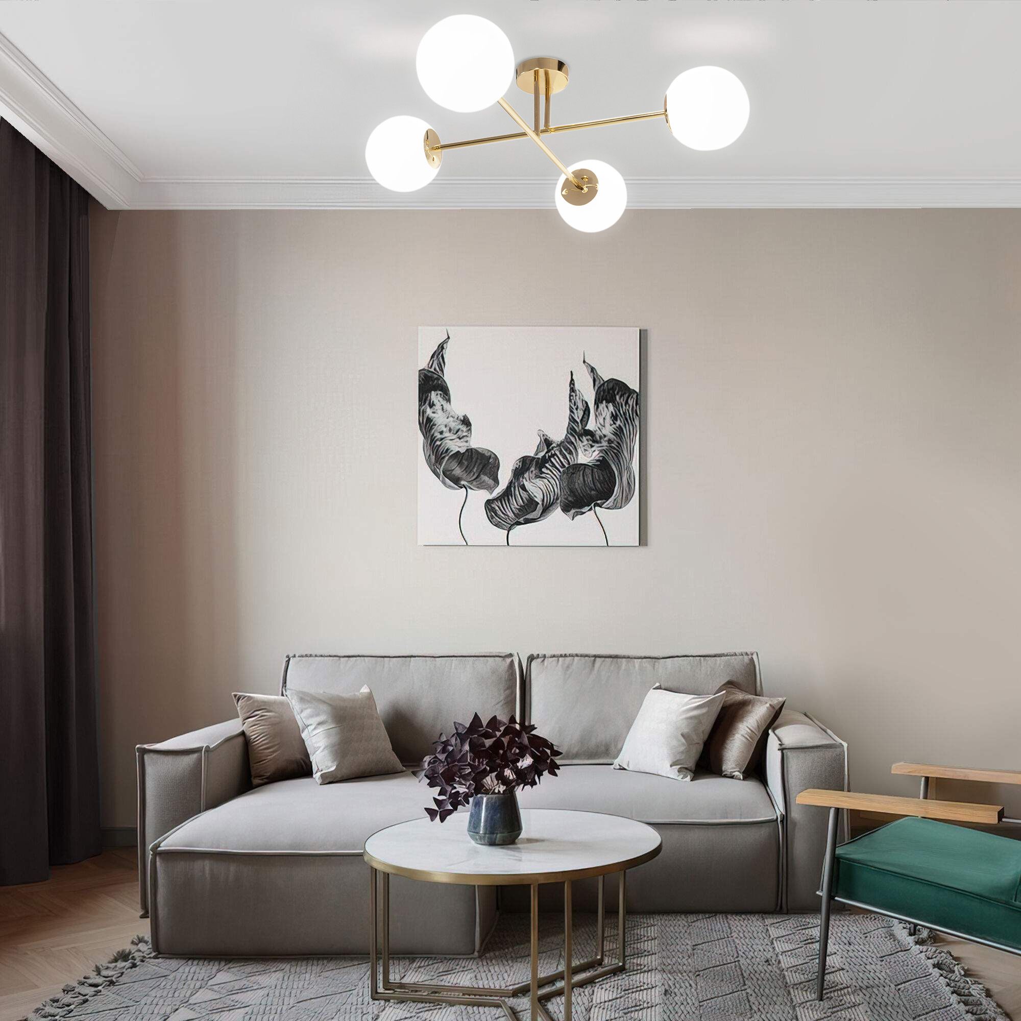 Tutumi, stropná lampa sklenené gule 4xE27 APP1248-4CP, zlatá lesklá, OSW-14037