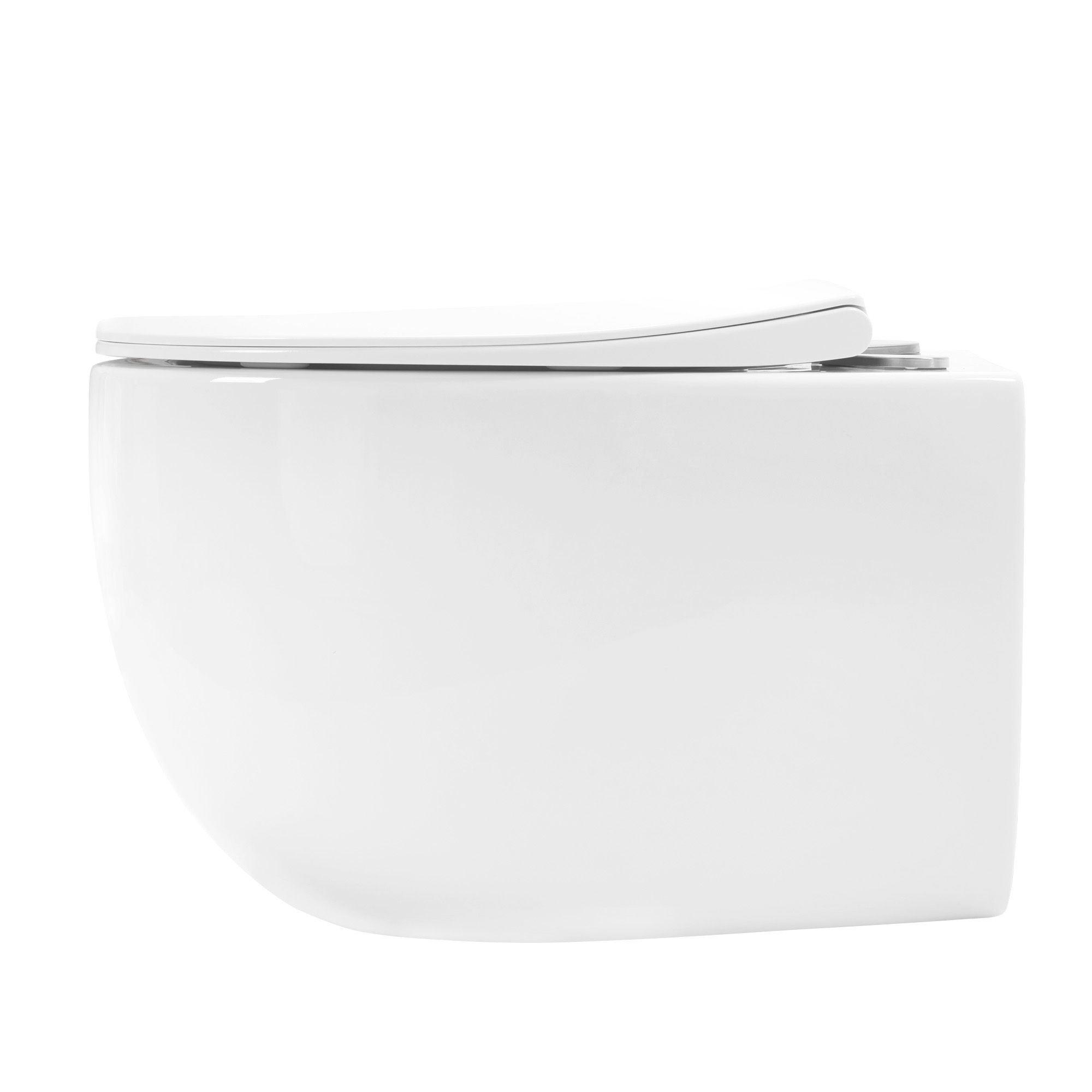 Rea Lars, závesná WC misa Rimless 50x37x29 cm vrátane sedadla s pomalým zatváraním, biela, REA-C9500