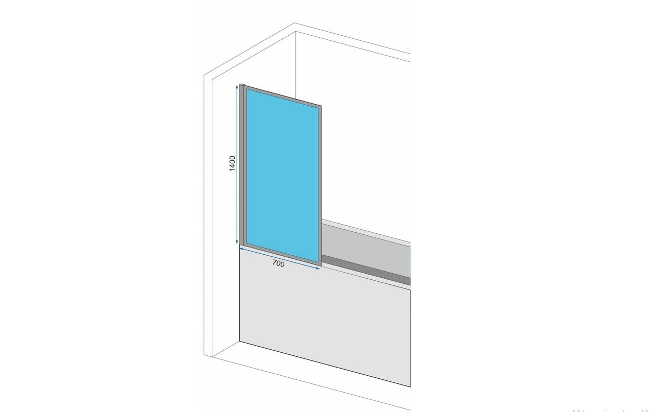 Rea Elegant Gold, vaňová zástena s pevným krídlom 70x140 cm, zlatá matná, REA-W6600