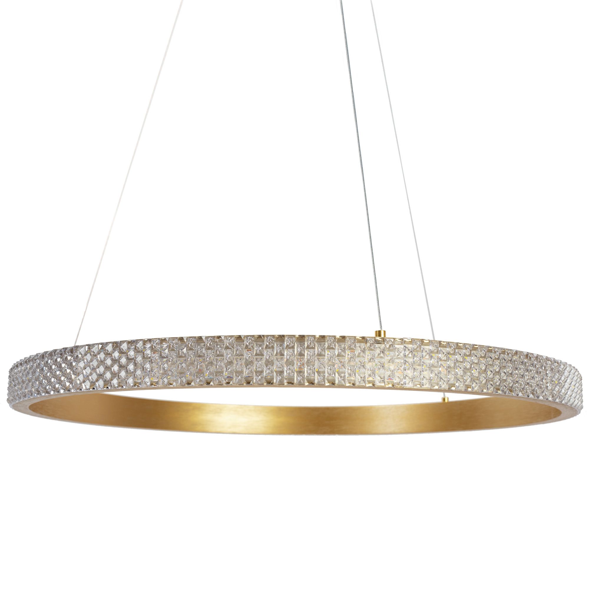 Toolight, LED krištáľové závesné svietidlo 60x60 cm APP1203-CP, zlatá, OSW-04592