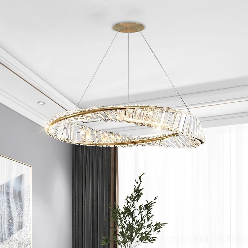 Toolight, LED krištáľové závesné svietidlo 27W APP1201-CP, číra-zlatá, OSW-04591