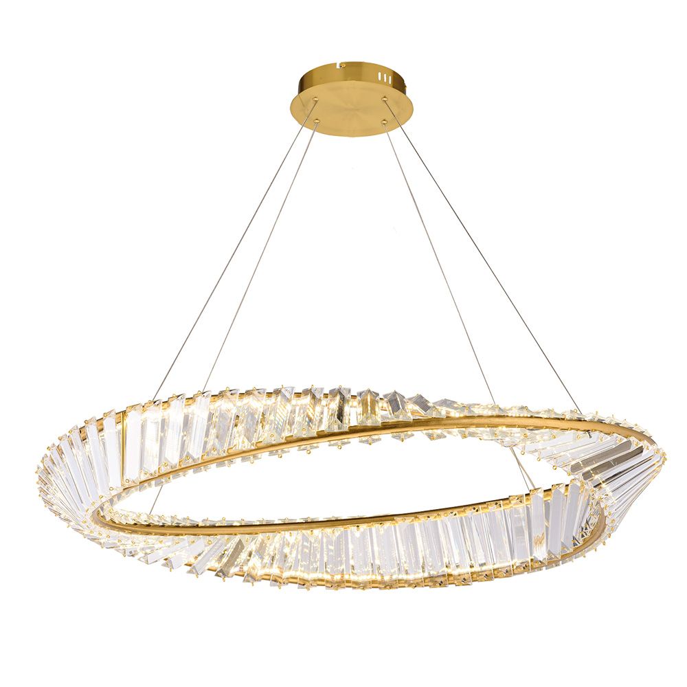 Toolight, LED krištáľové závesné svietidlo 27W APP1201-CP, číra-zlatá, OSW-04591