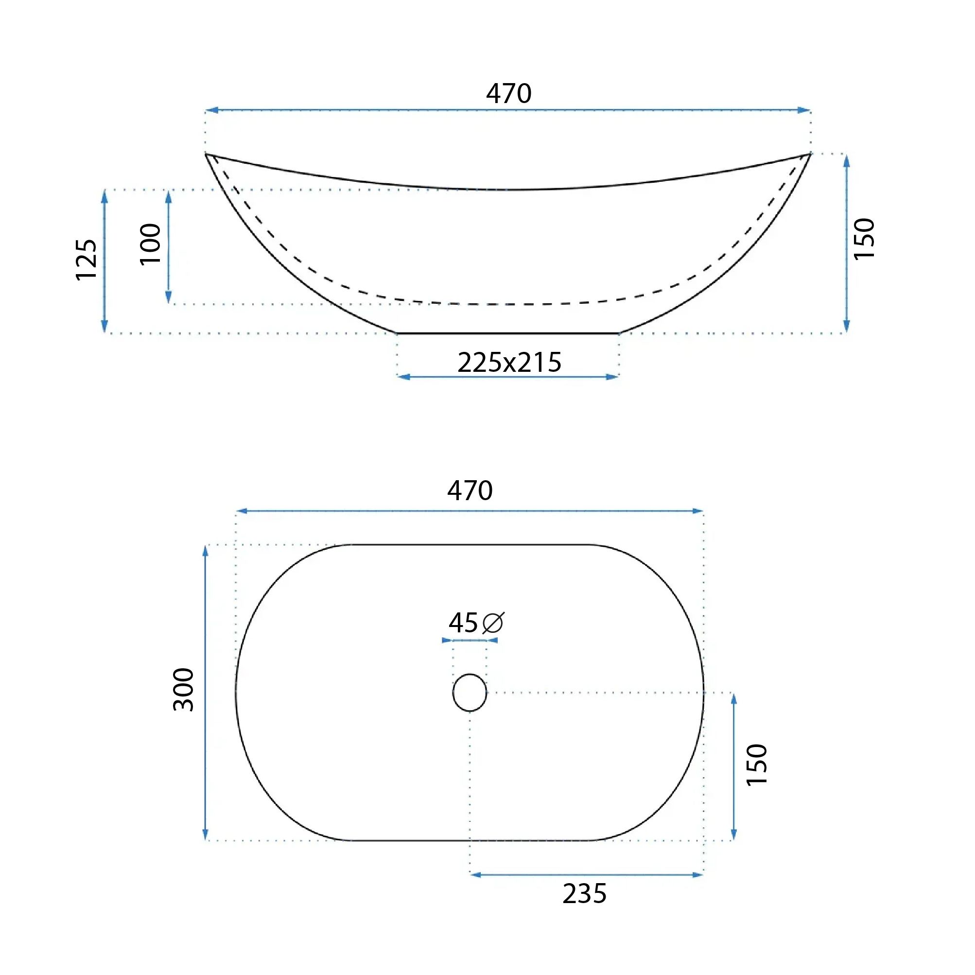 Rea Royal Mini, umývadlo na dosku 480x305x145 mm, imitácia kameňa Aiax Shiny, REA-U5063