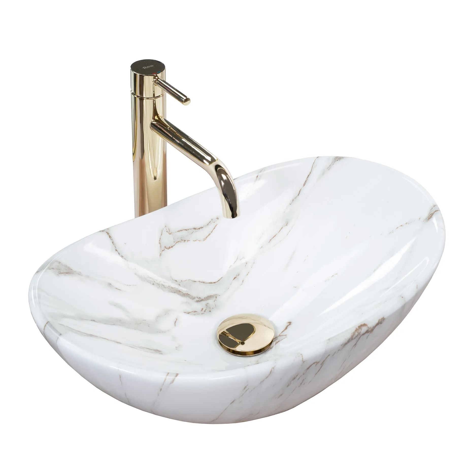 Rea Royal Mini, umývadlo na dosku 480x305x145 mm, imitácia kameňa Aiax Shiny, REA-U5063