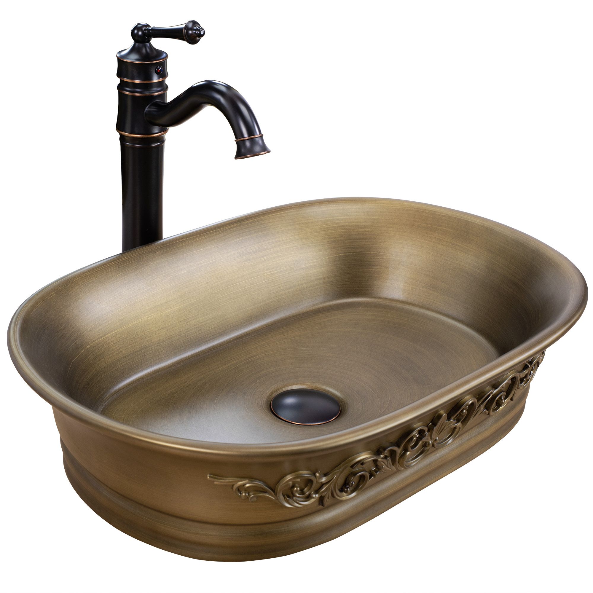 Rea Wilma Rustic, umývadlo na dosku 550x380x130 mm, brúsená meď, REA-U3305