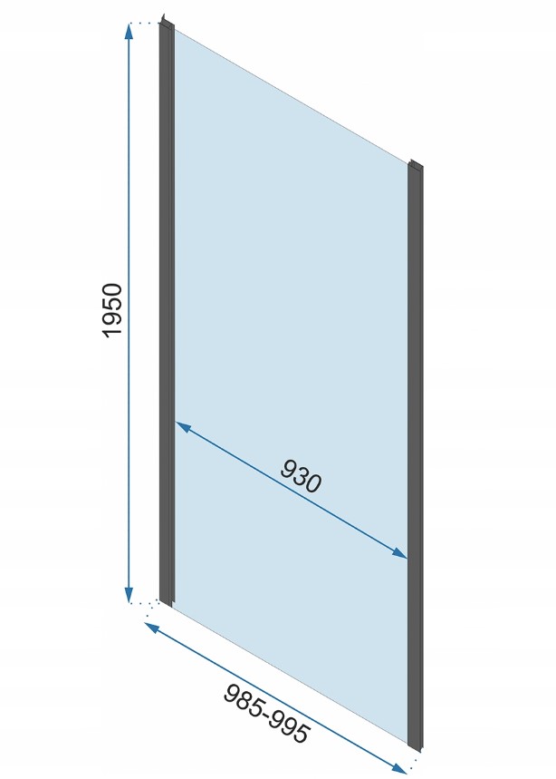Rea Rapid, pevná stena pre sprchovací kút Rapid 100 x 195 cm, 6mm číre sklo, zlatý lesklý profil, REA-K5625