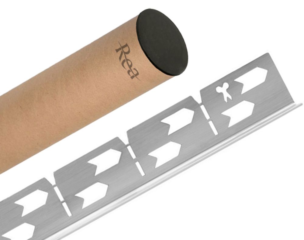 Rea, nerezová spádová lišta, ľavá, dĺžka 1400 mm, brúsená oceľ, REA-K3221
