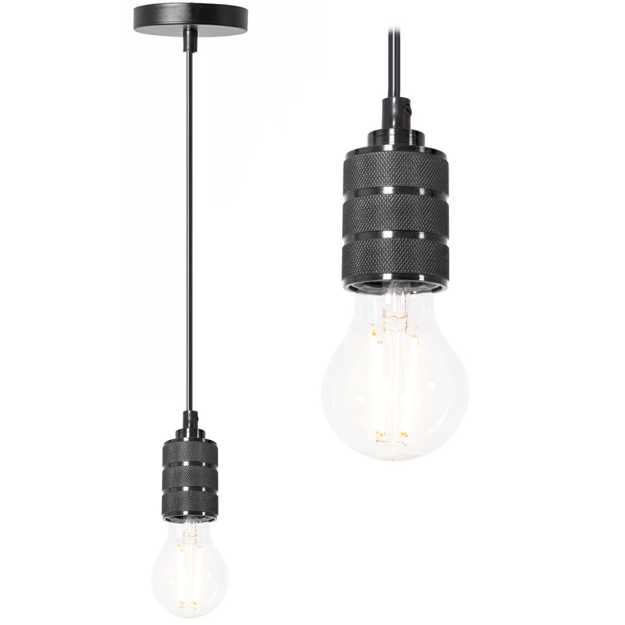 Toolight, závesná stropná lampa 1xE27 APP342-1CP, čierna, OSW-08409