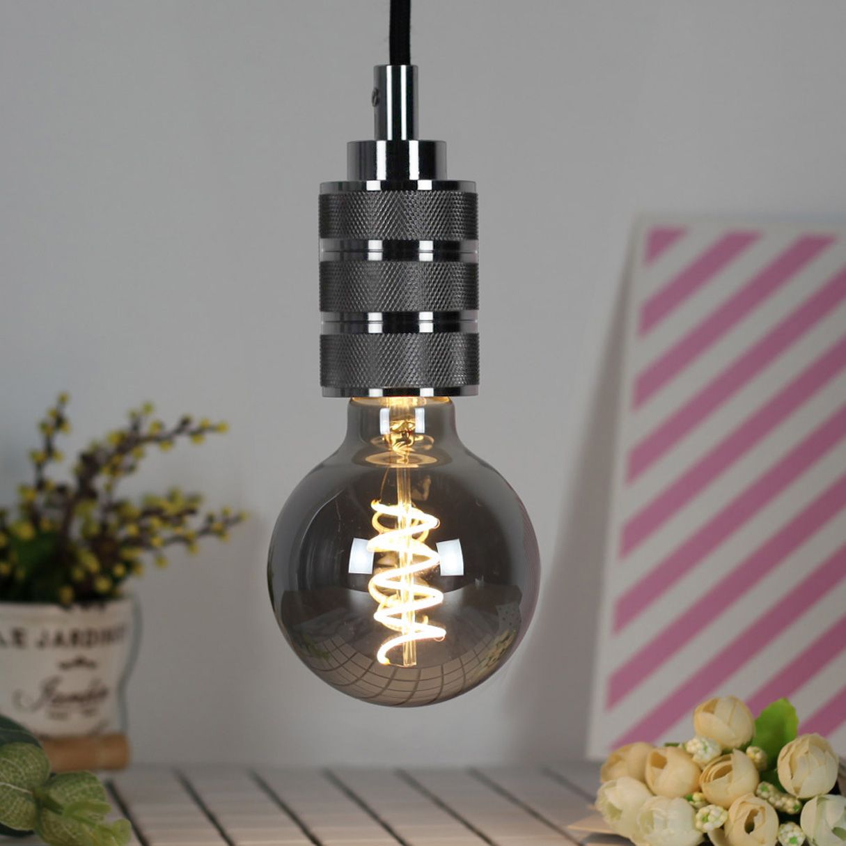 Toolight, závesná stropná lampa 1xE27 APP342-1CP, čierna, OSW-08409