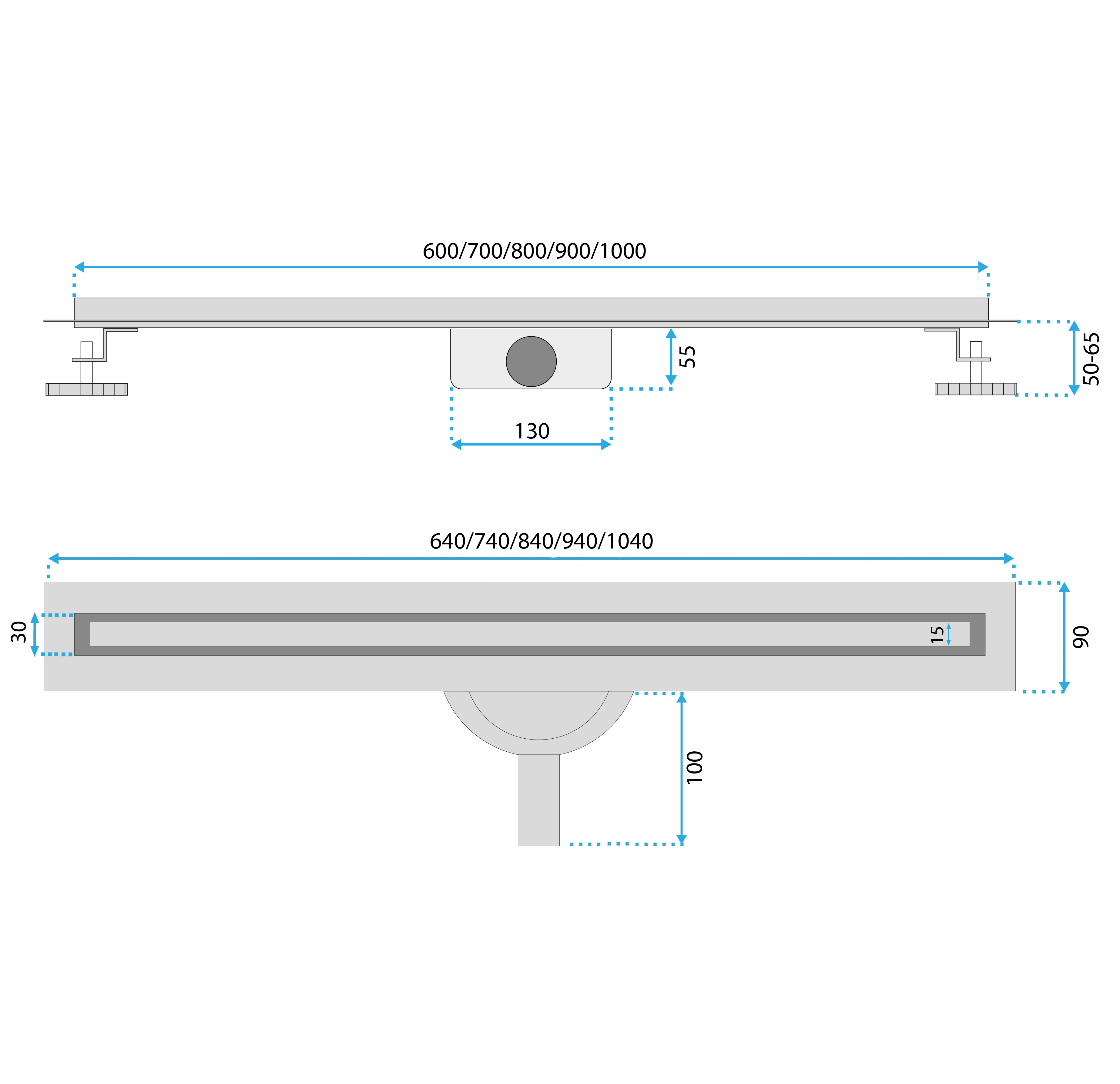 Rea Neox Slim Pro, odtokový žľab 70cm, zlatá lesklá, REA-G2718