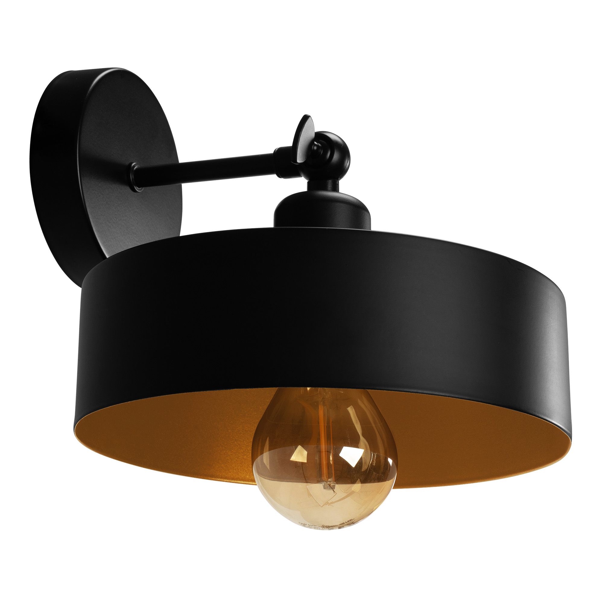 Toolight, nástenné svietidlo 1xE27 APP1332-1W, čierna-zlatá, OSW-00948