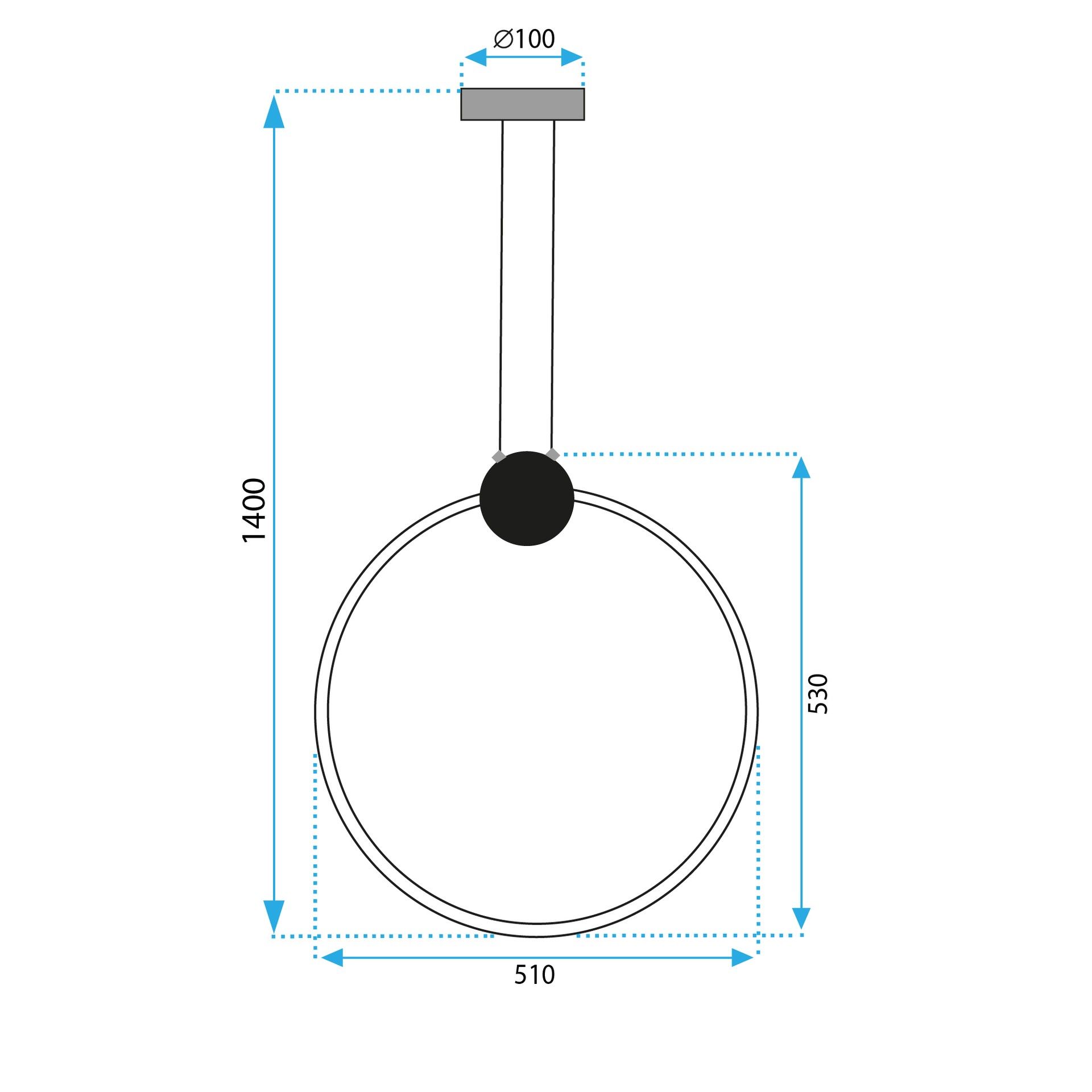 Toolight, LED stropné svietidlo 50cm 23W 4000K APP1398-CP. čierna, OSW-00956