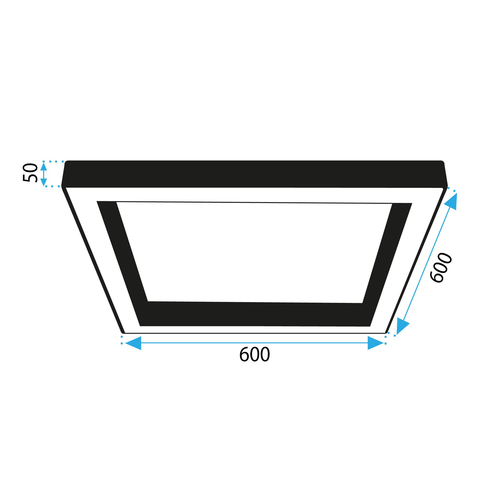 Toolight, LED stropné svietidlo 60x60x5 cm 36W 4000K APP1284-C, čierna, OSW-00942