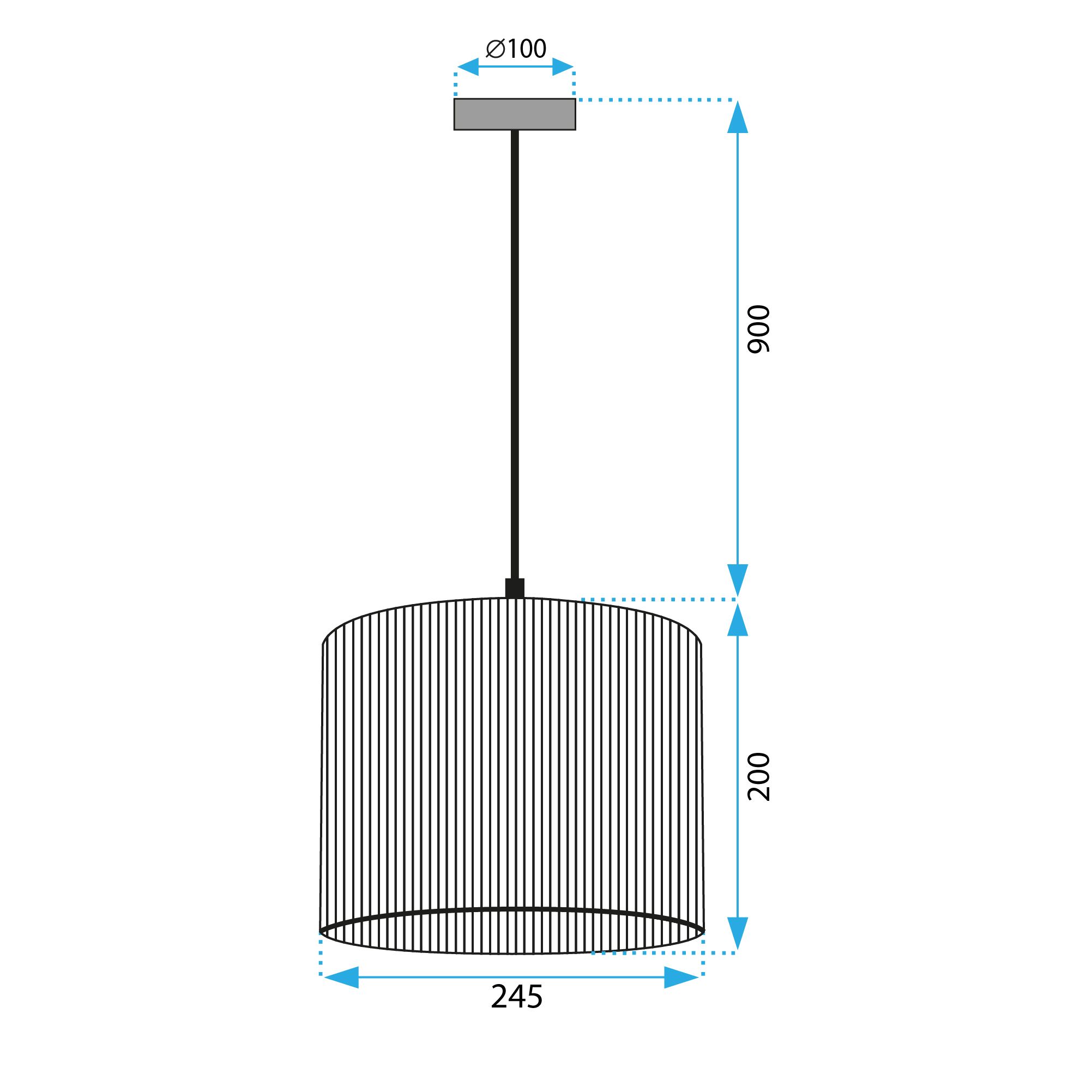 Toolight BOHO, stropné svietidlo s priemerom 25cm 1xE27 APP1323-1CP, čierna-hnedá, OSW-02410