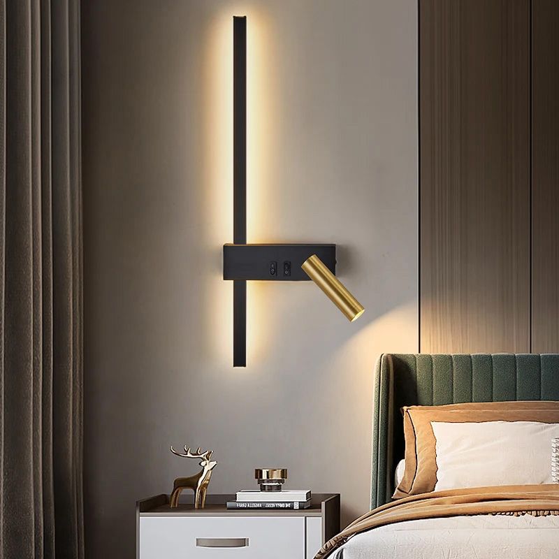 Toolight, LED nástenné svietidlo 8W 4000K APP1439-W, čierna-zlatá, OSW-02440