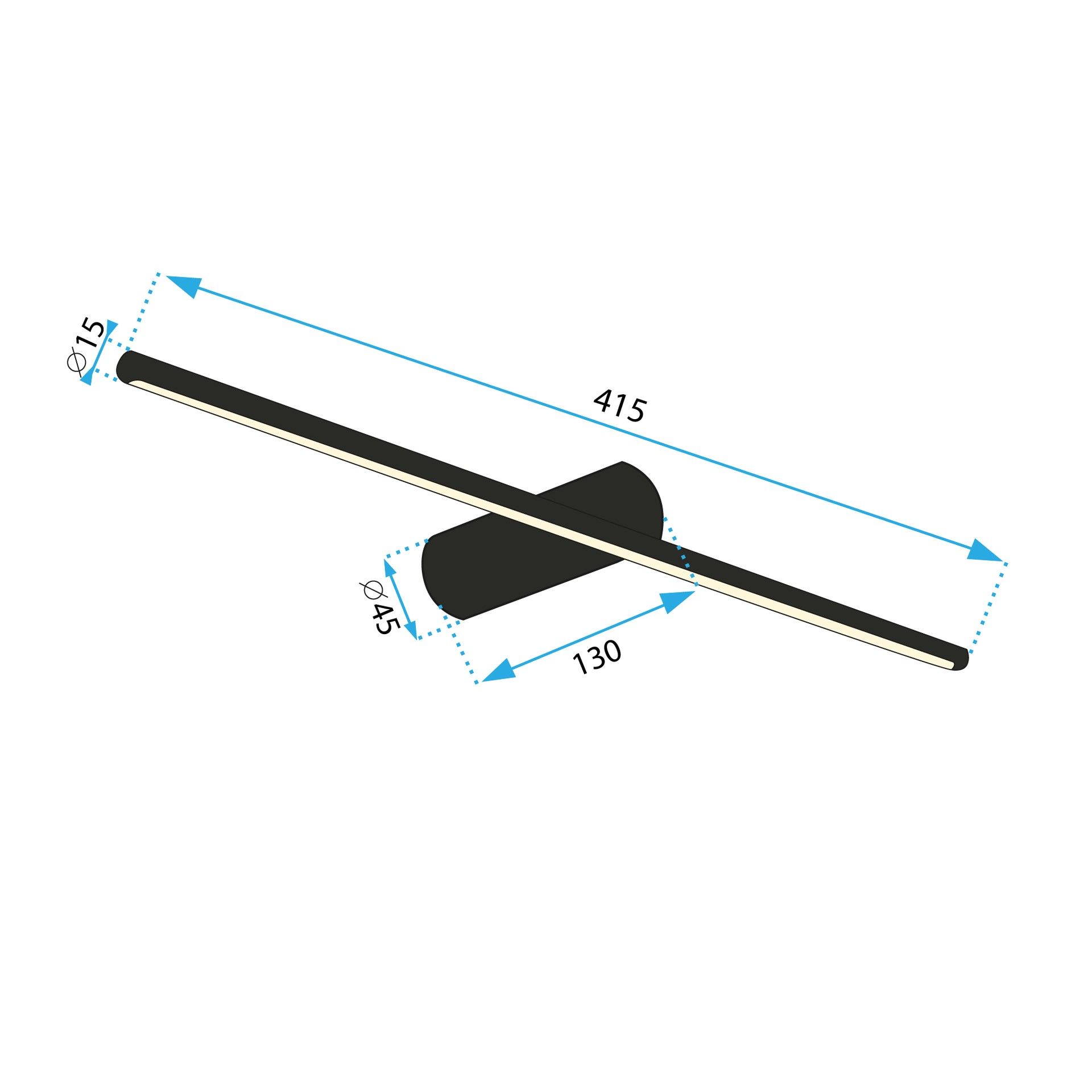 Toolight, LED nástenné svietidlo 40cm 6W 4000K APP1341-W, čierna, OSW-02431