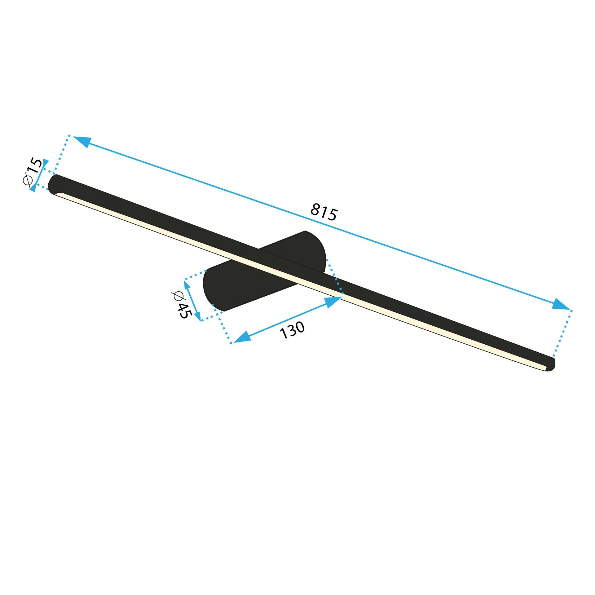 Toolight, LED nástenné svietidlo 80cm 13W 4000K APP1343-W, čierna, OSW-02433