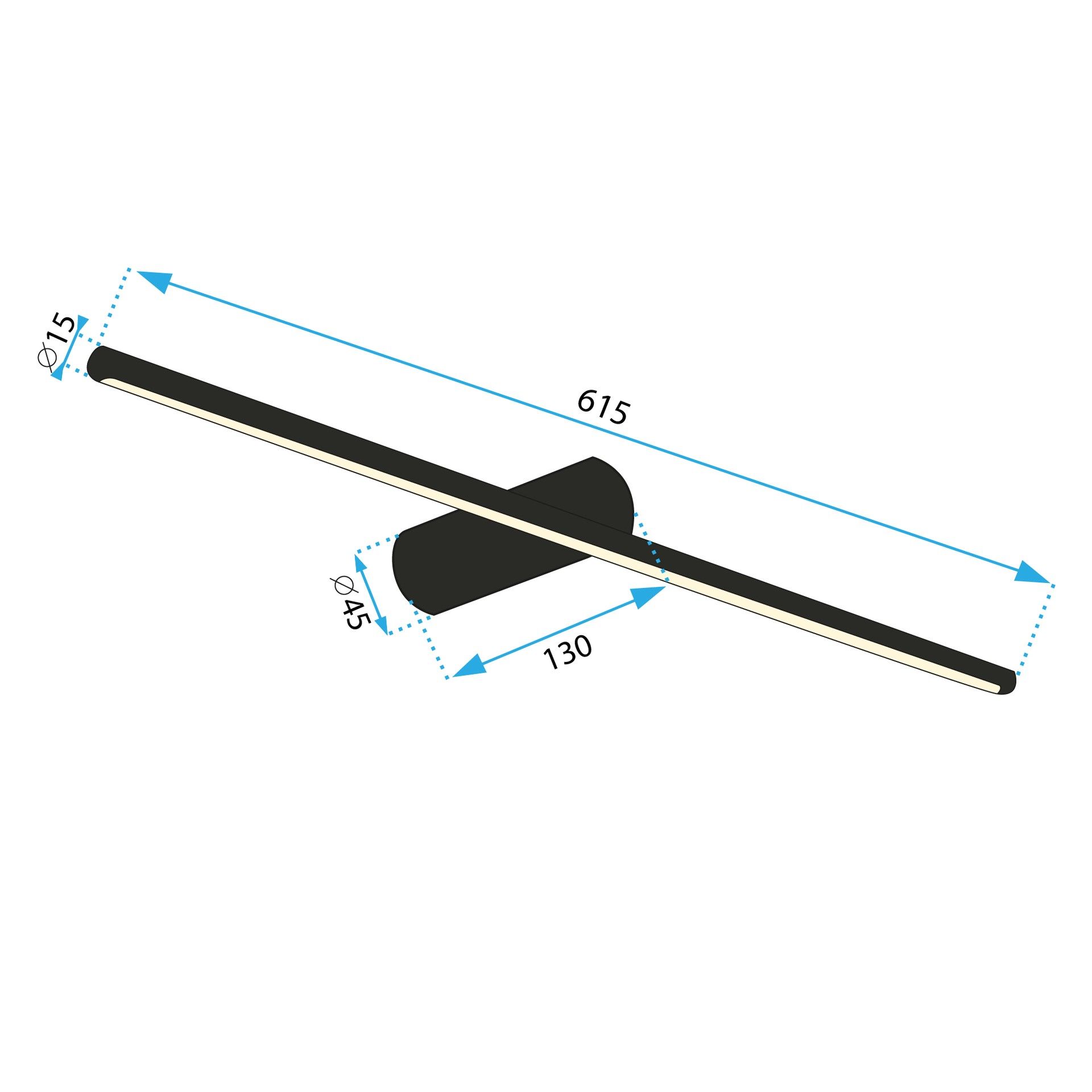 Toolight, LED nástenné svietidlo 60cm 9W 4000K APP1348, zlatá matná, OSW-02438