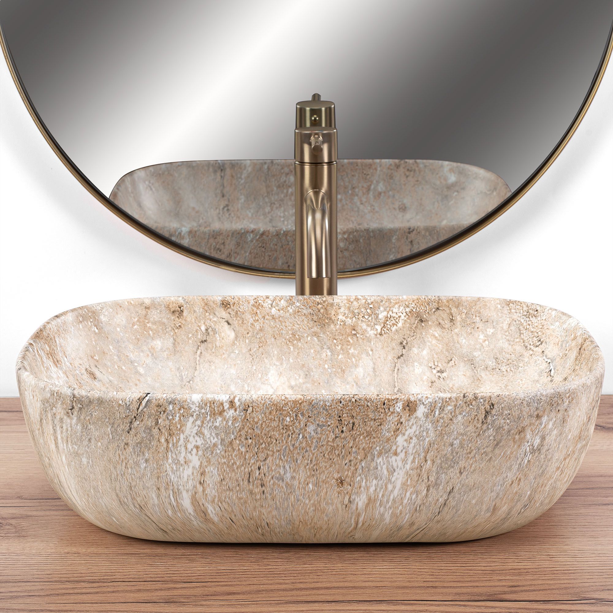 Rea Belinda Savana, umývadlo na dosku 460x330x135 mm, imitácia kameňa, REA-U3323