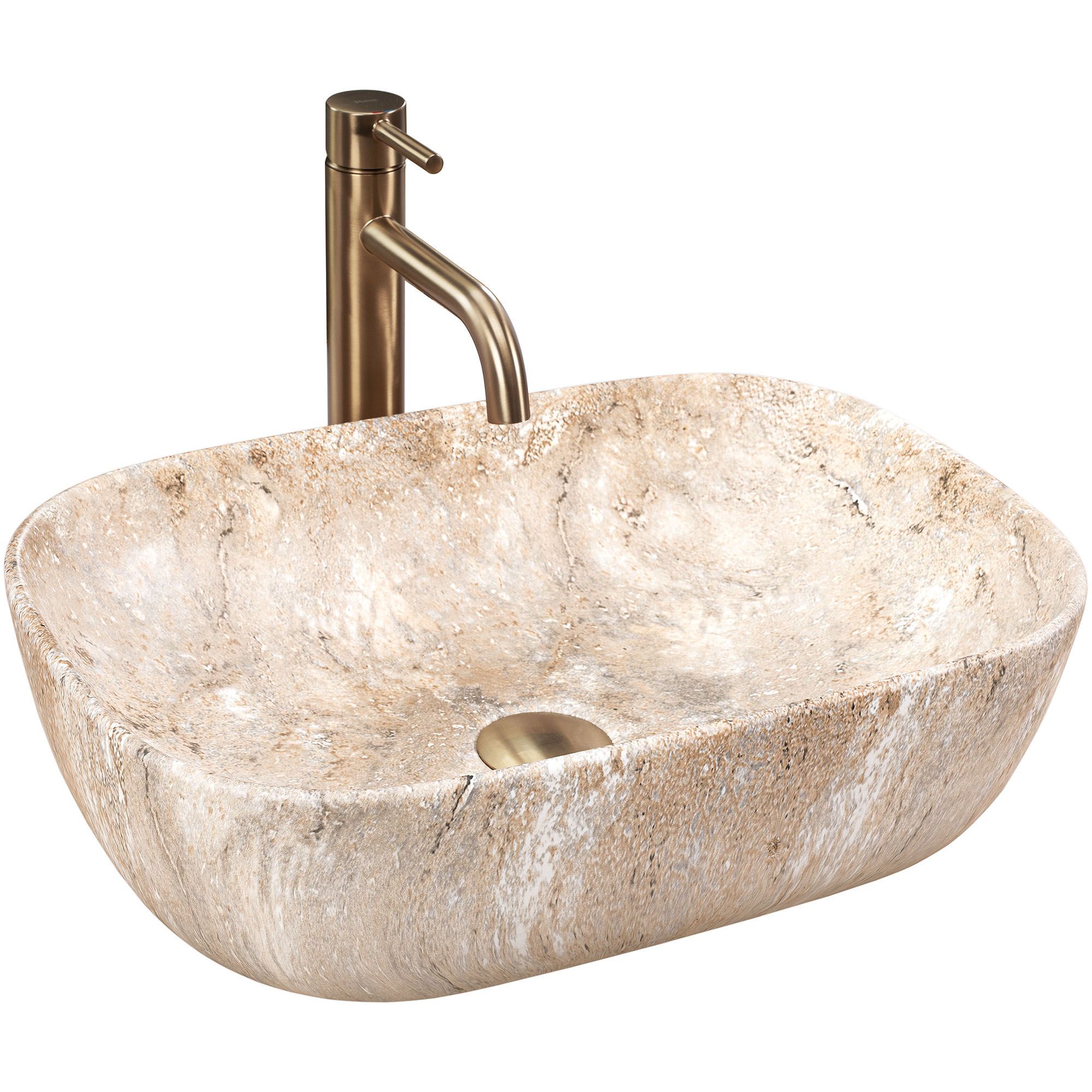 Rea Belinda Savana, umývadlo na dosku 460x330x135 mm, imitácia kameňa, REA-U3323