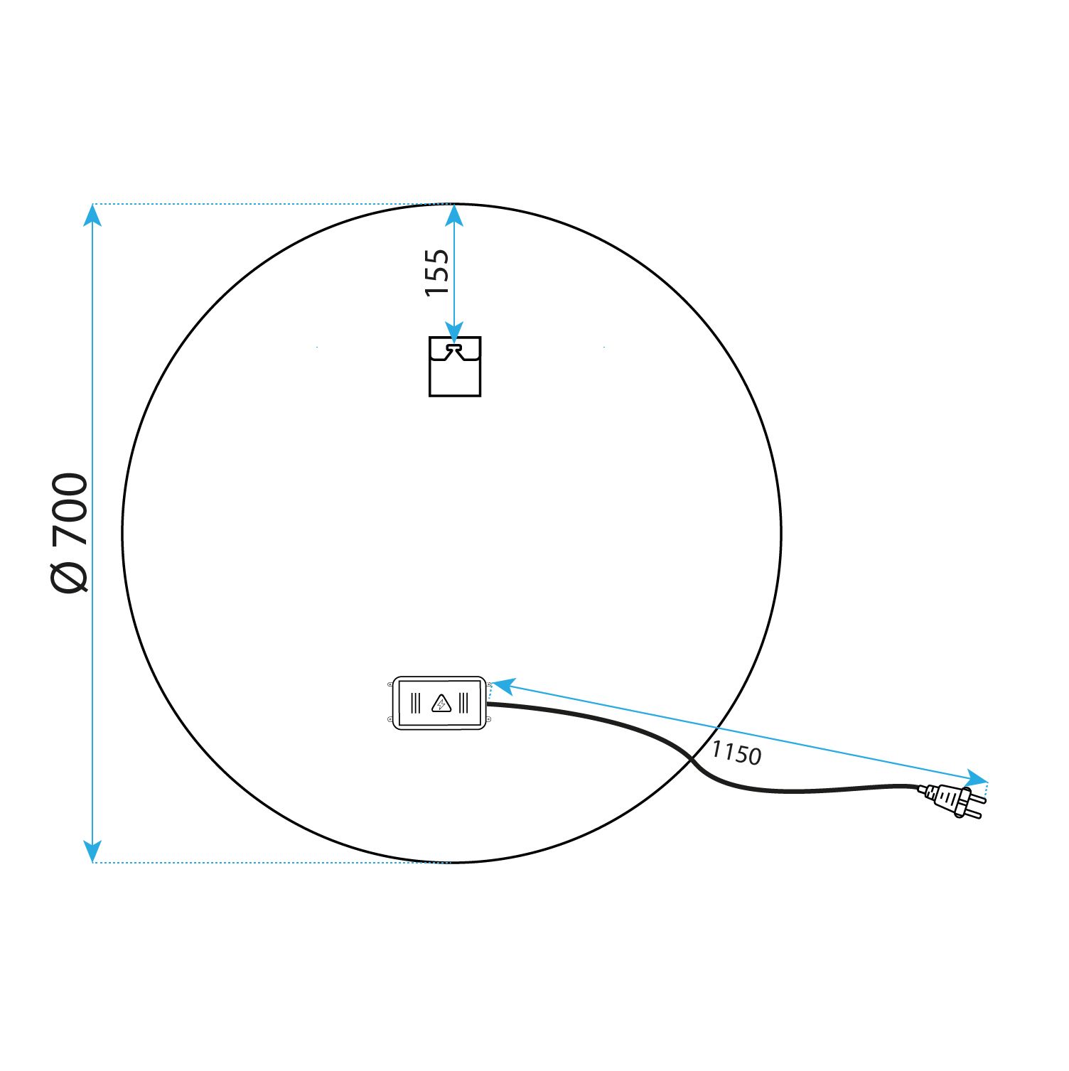 Rea, LED zrkadlo 70cm s čiernym rámom MMJ P11396, HOM-05513