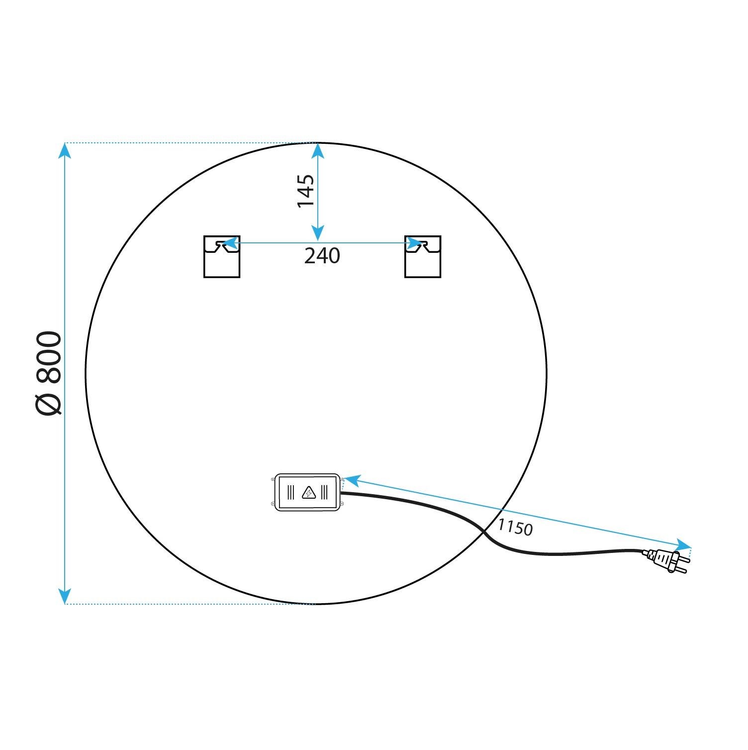 Rea, LED zrkadlo 80cm s čiernym rámom MMJ P11397, HOM-05514