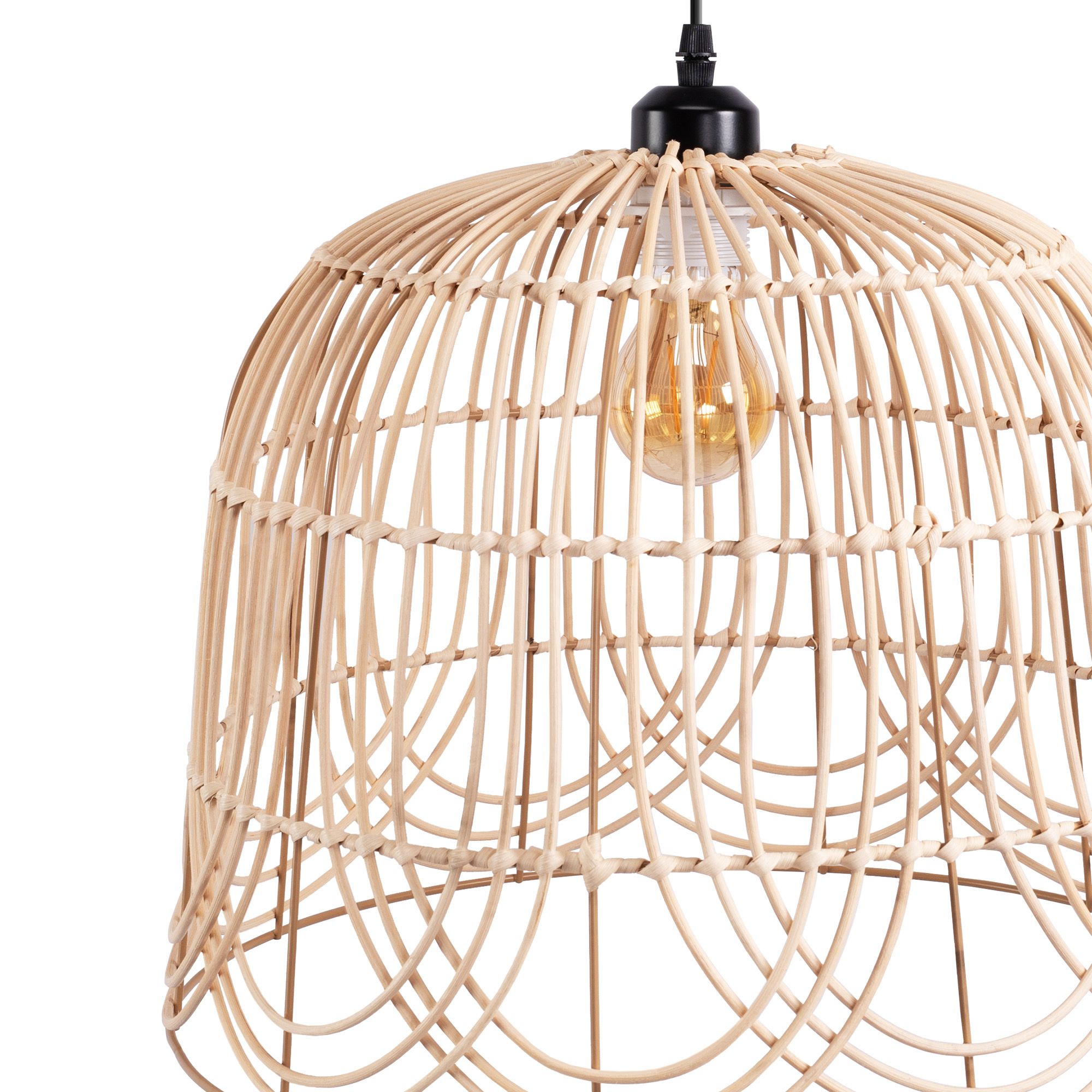 Toolight Boho, stropné svietidlo 40cm 1xE27 APP1352-1CP, čierna-prírodná hnedá, OSW-05765