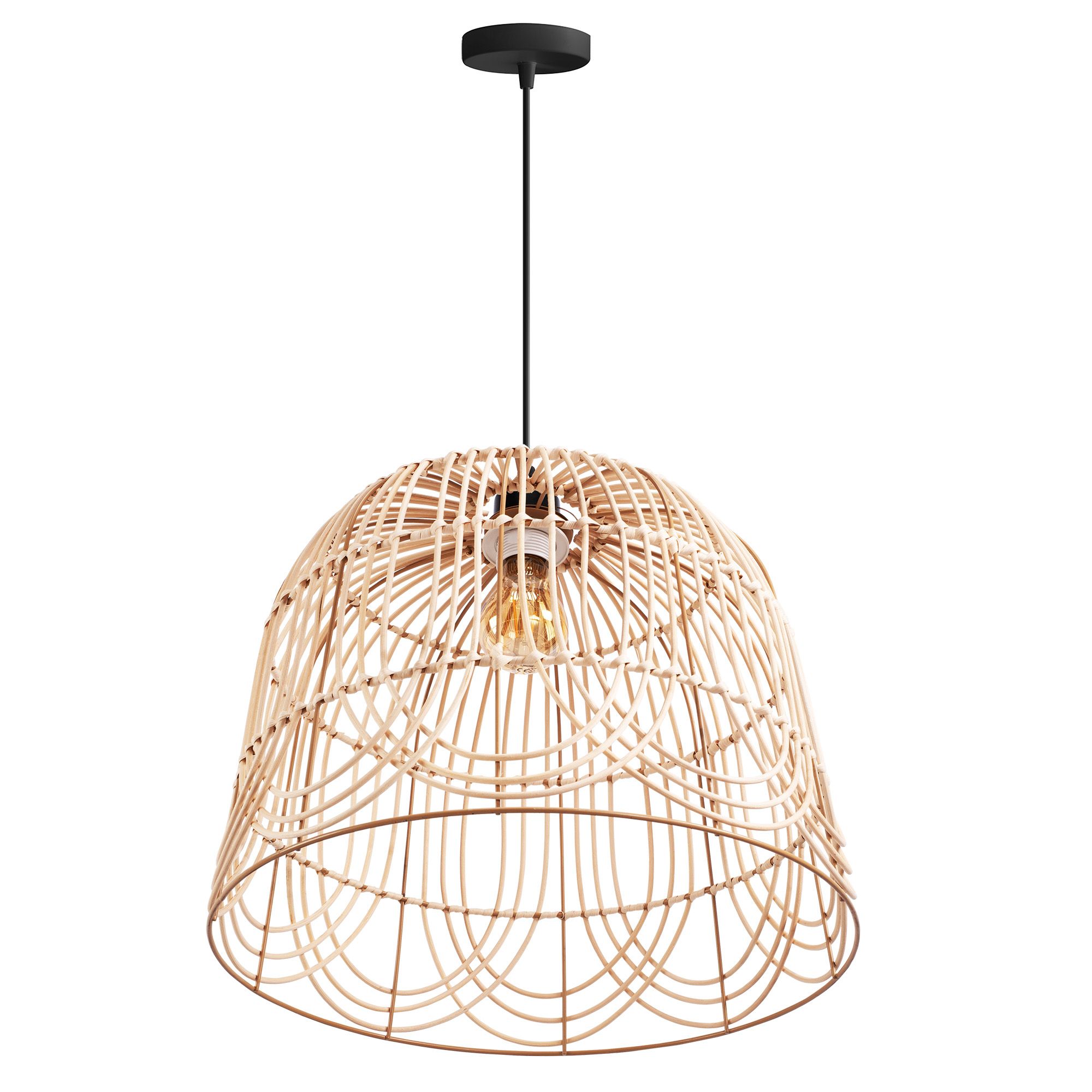 Toolight Boho, stropné svietidlo 40cm 1xE27 APP1352-1CP, čierna-prírodná hnedá, OSW-05765