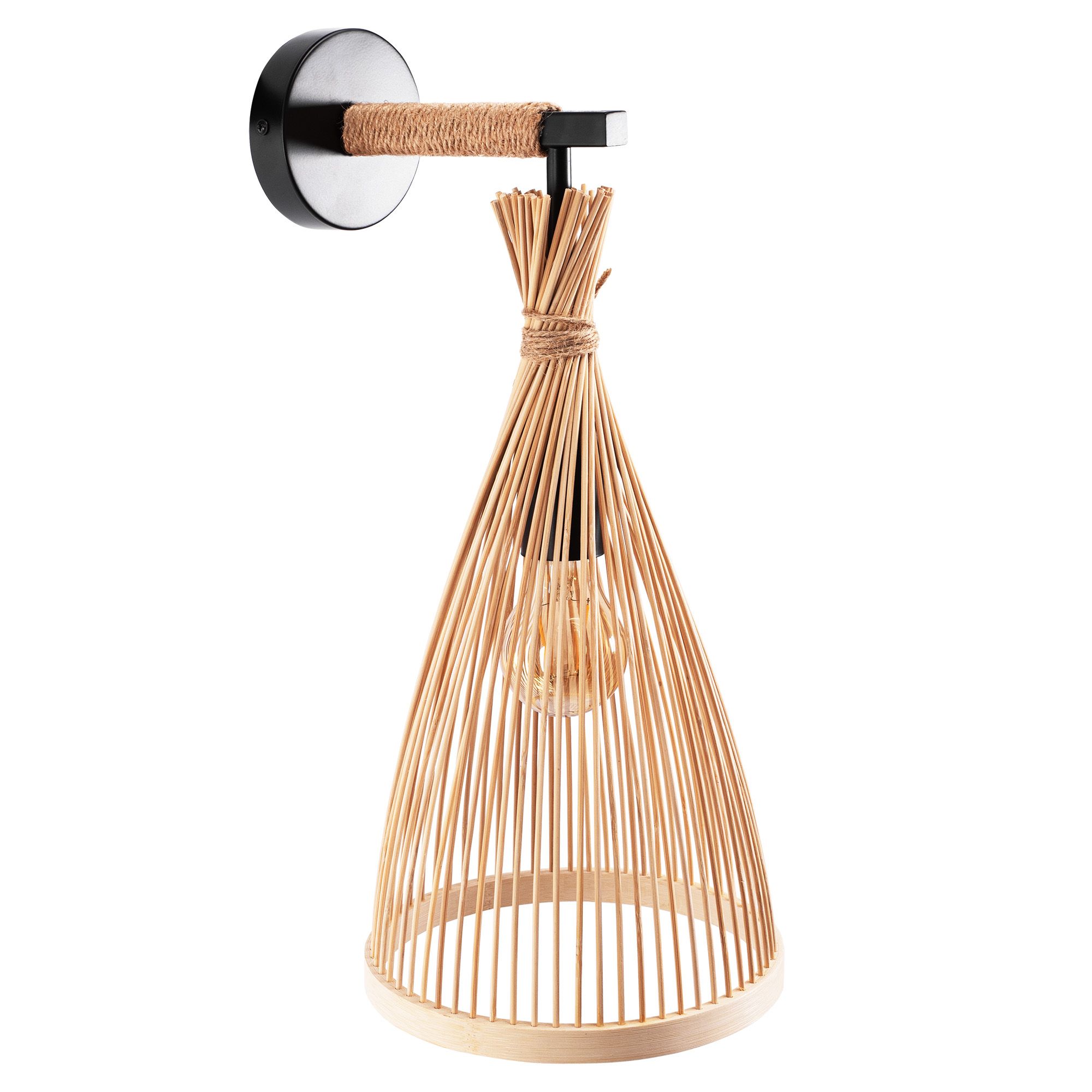Toolight Boho, nástenné svietidlo 1xE27 APP1340-1W, čierna-hnedá, OSW-05777