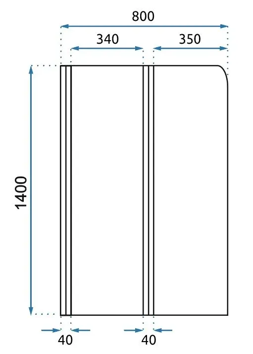 Rea Agat, 2-krídlová skladacia vaňová zástena 80x140 cm, zlatá matná, REA-W2500