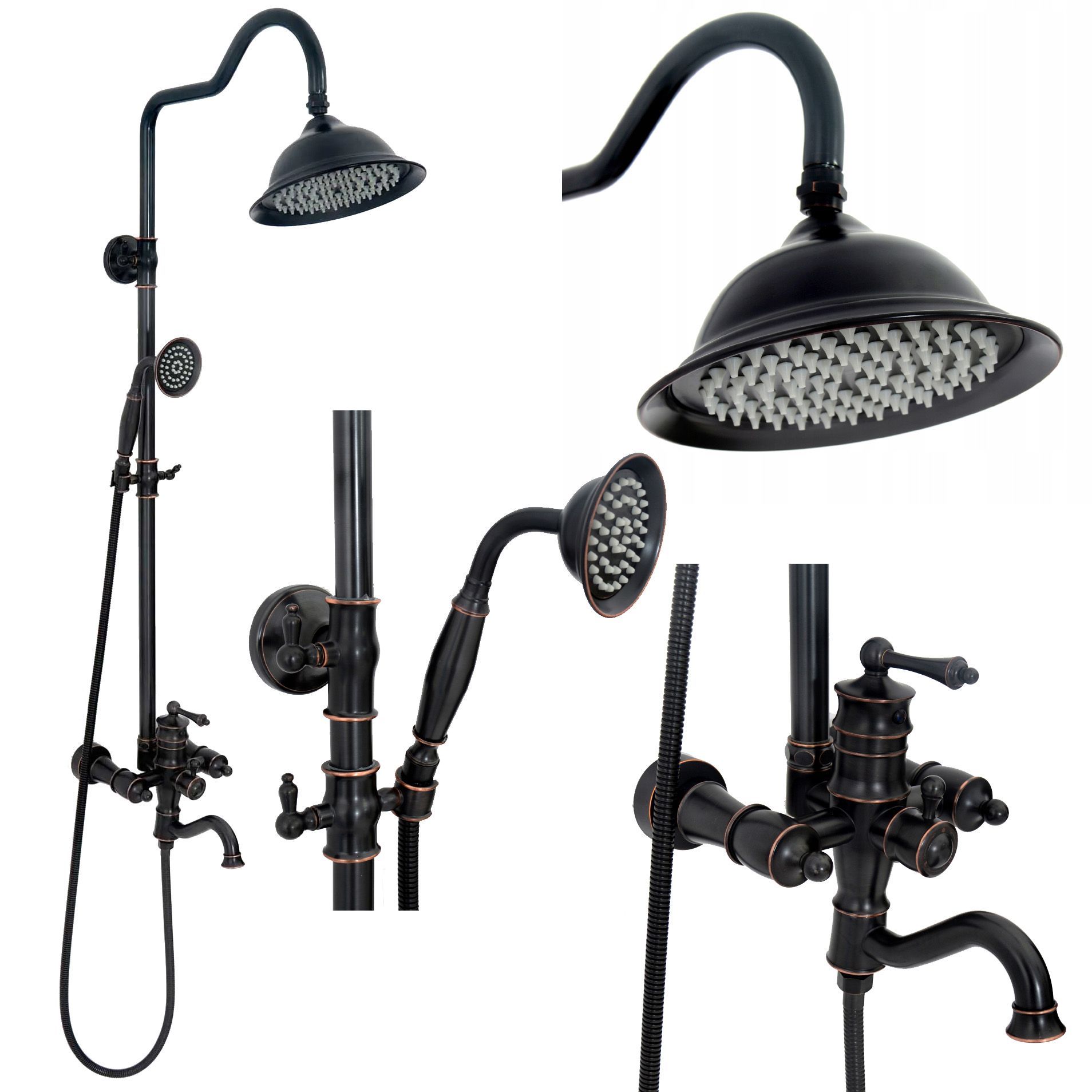 Rea Vintage - sprchový set s vaňovým výtokom, čierna, REA-P2367
