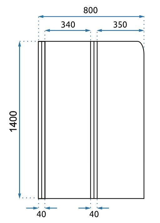 Rea Agat-2, vaňová zástena, 2-krídlová, 80 x 140 cm, chróm-transparentná, REA-W0700