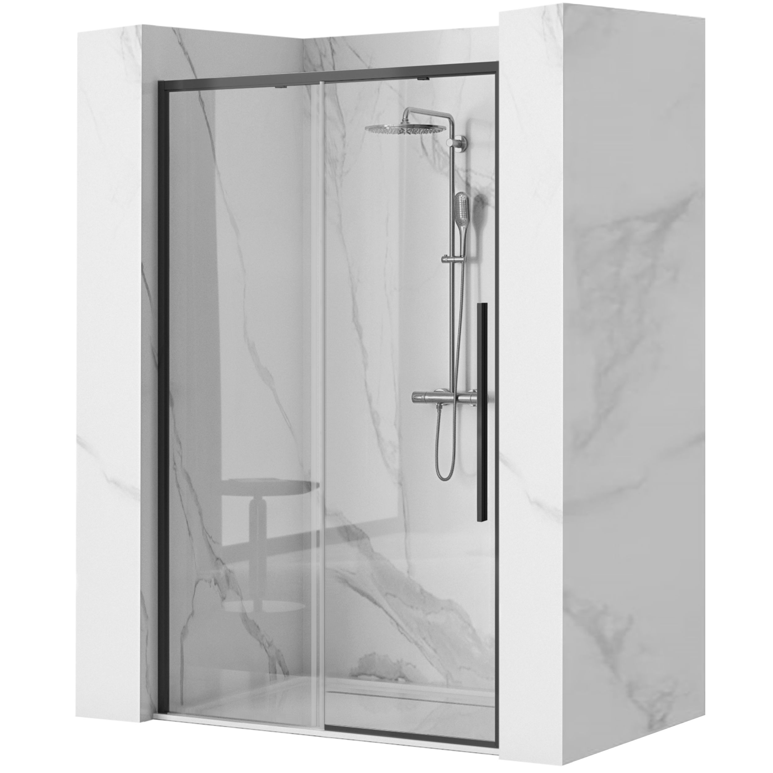 Rea Solar Black, posuvné sprchové dvere 100 x 195 cm, 6mm číre sklo, čierny profil, REA-K6512