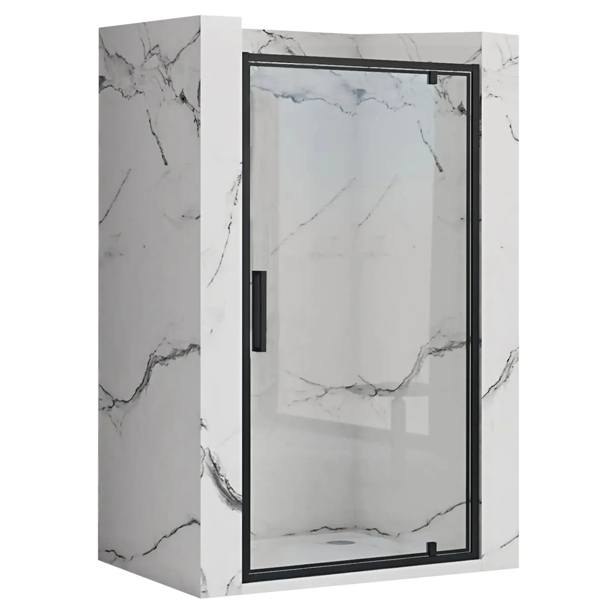 Rea Rapid Swing, 1-krídlové sprchové dvere 70 x 195 cm, 6mm číre sklo, čierny profil, REA-K6407