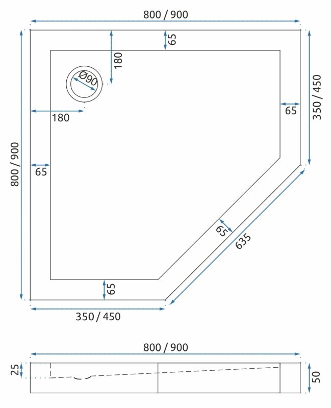 Rea Diamond Gold, päťuholníkový sprchový kút 90 x 90 cm, 6mm číre sklo, zlatá lesklá, REA-K4904