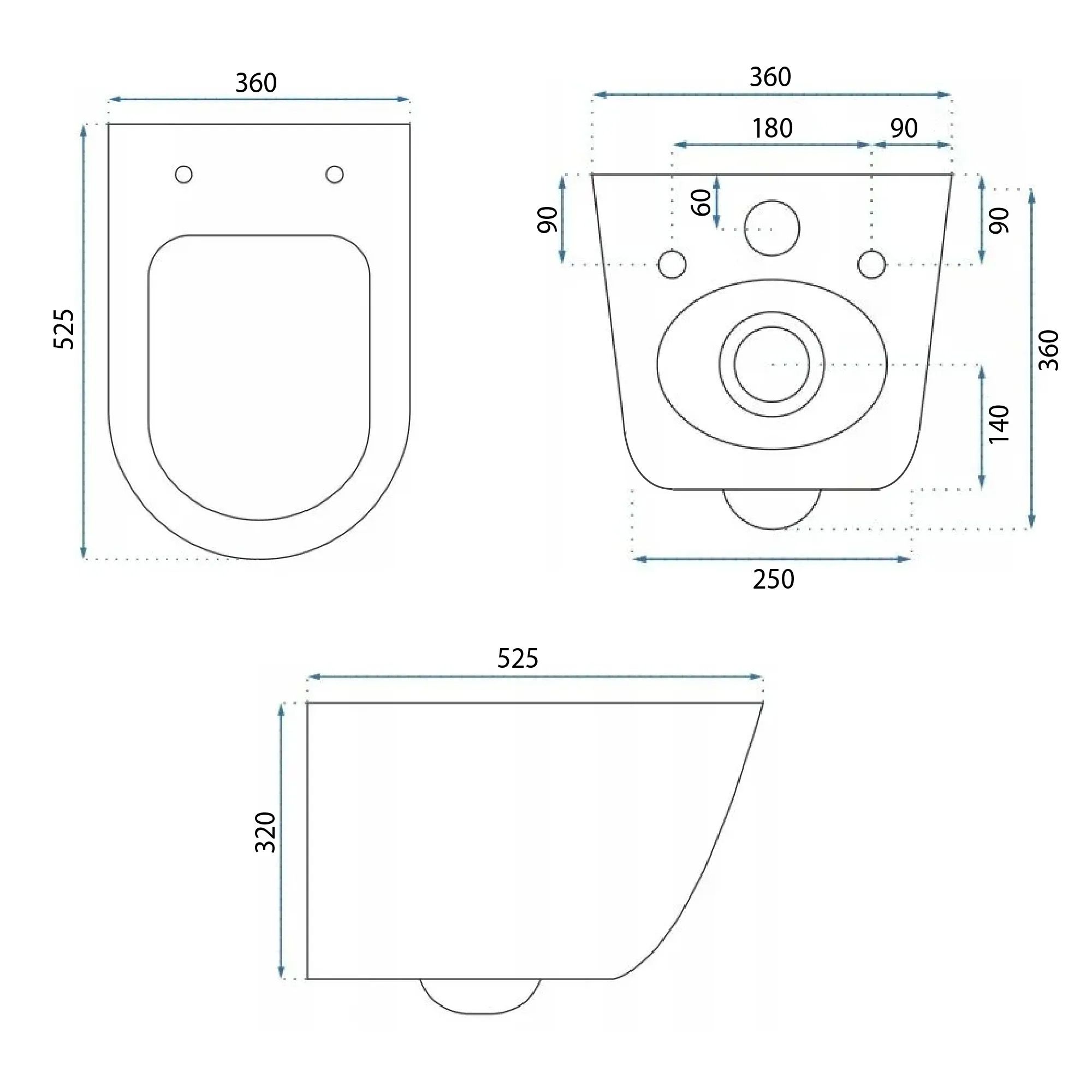 Rea Eddy, závesné záchodová misa Tornado Rimless 525x360x360 mm so sedátkom, REA-C6560