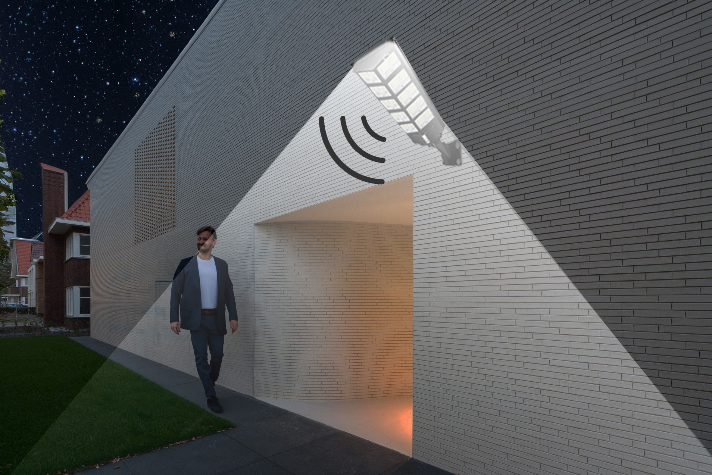 Toolight, záhradná LED solárna lampa so snímačom pohybu a diaľkovým ovládaním RSL017, čierna, OSW-10247