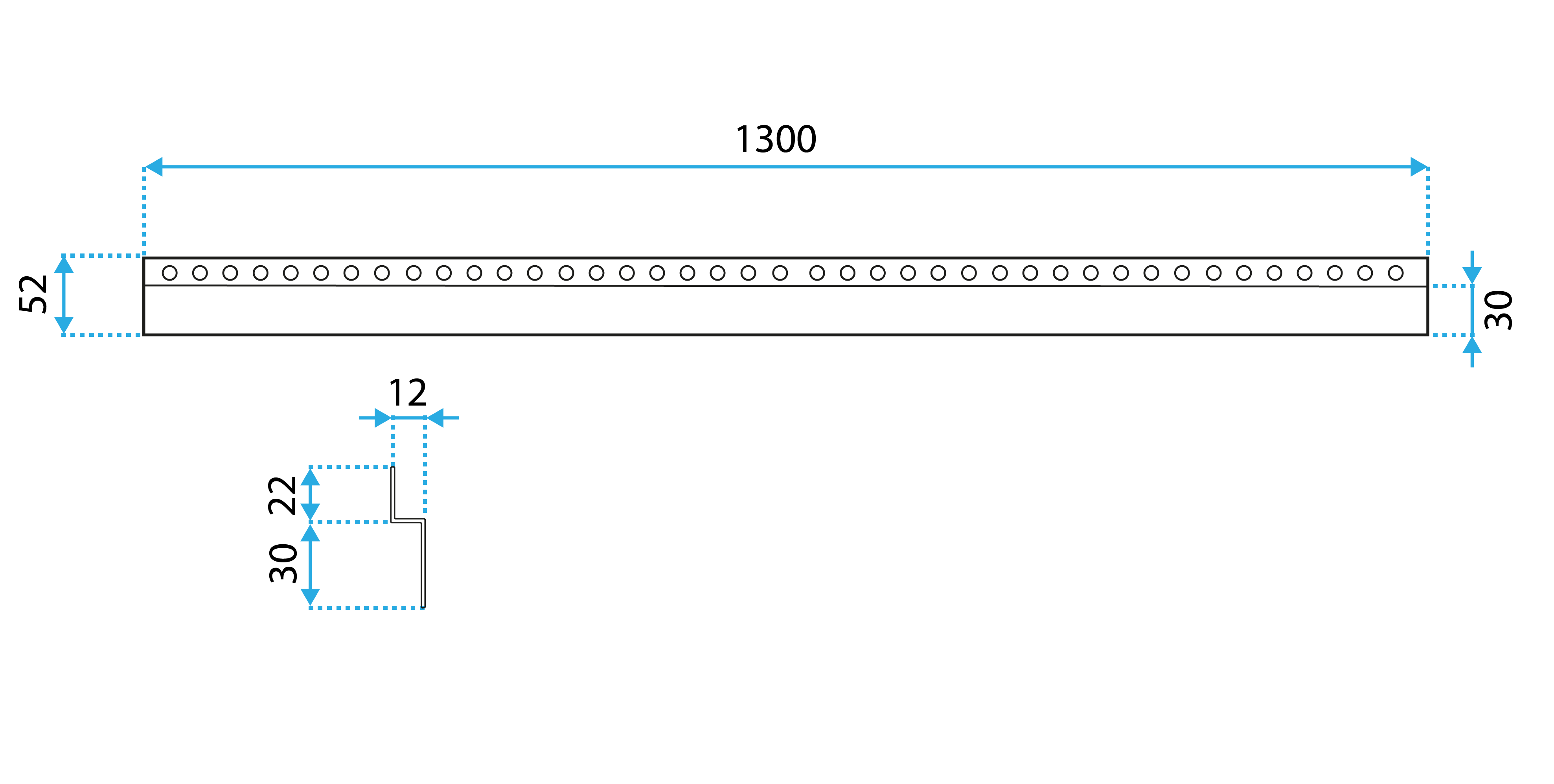 Rea, soklová predná lišta 130cm, oceľová, REA-K4300