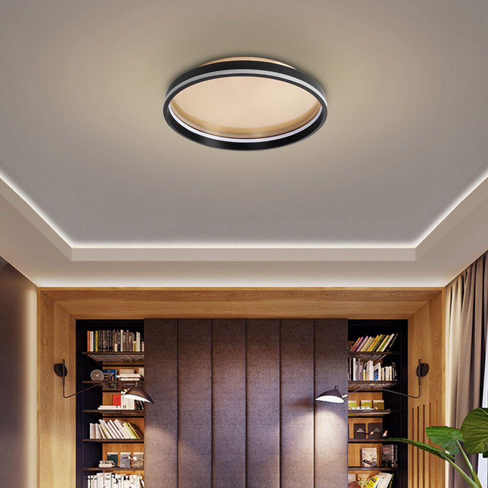 Toolight, LED stropné svietidlo 40cm, 22W, APP1464, čierna-zlatá, OSW-07981