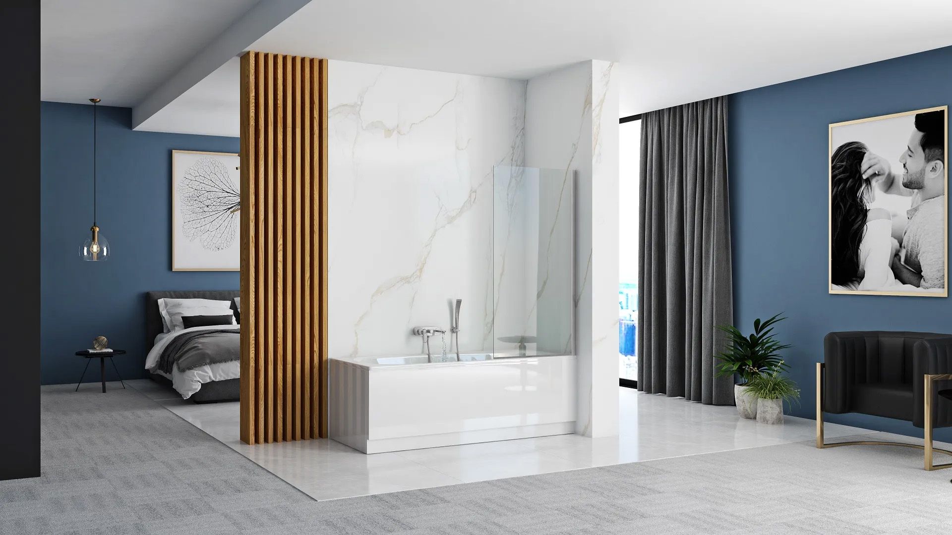 Rea Lagos Fix, pevná vaňová zástena 70x140 cm, chrómová, REA-W5674