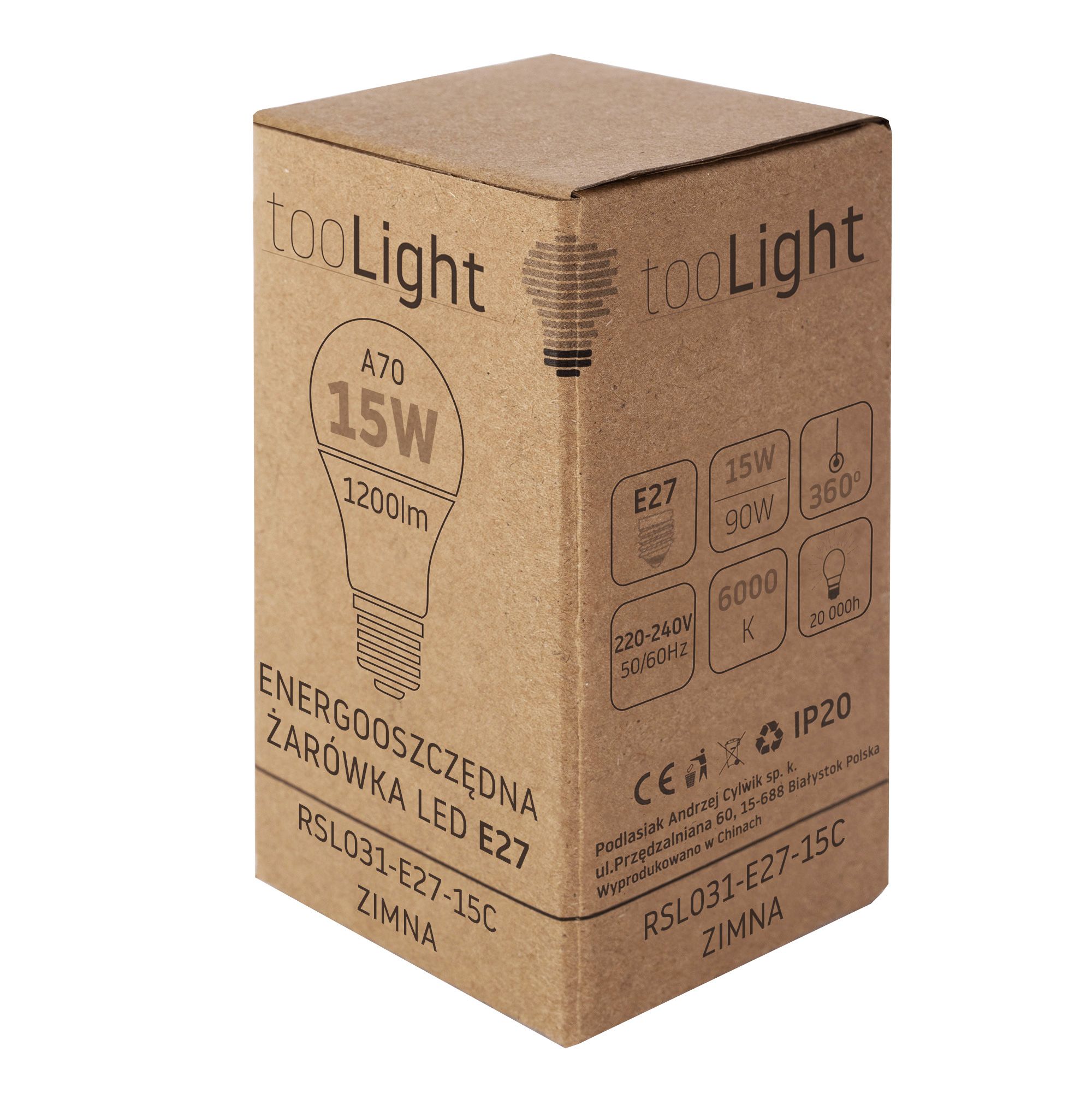 Toolight, Teplá LED žiarovka RSL031 E27 15W Cold, OSW-20016