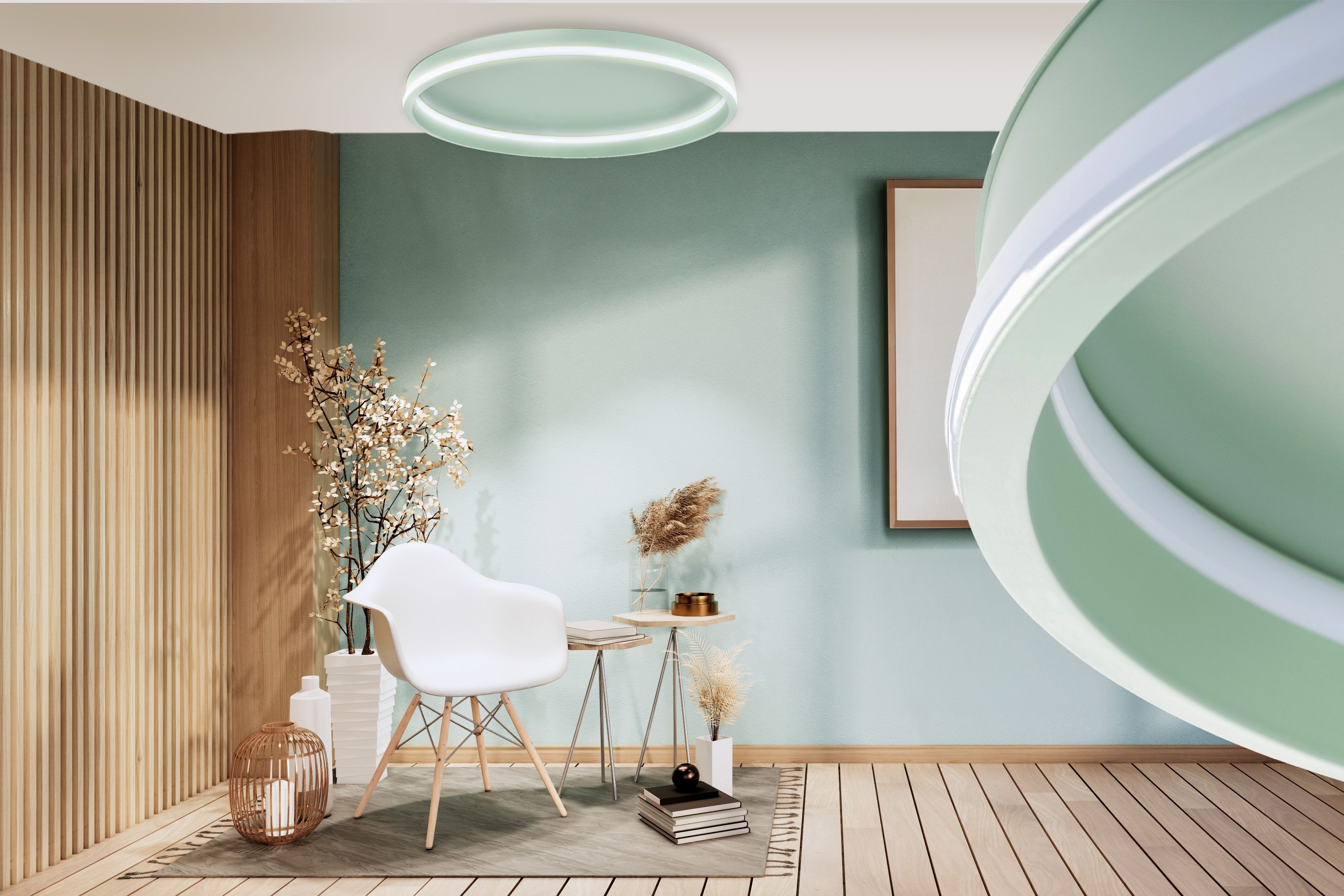 Toolight, LED stropné svietidlo 40cm, 4000 lm, 22W, 4000K, APP1463, zelená, OSW-08641