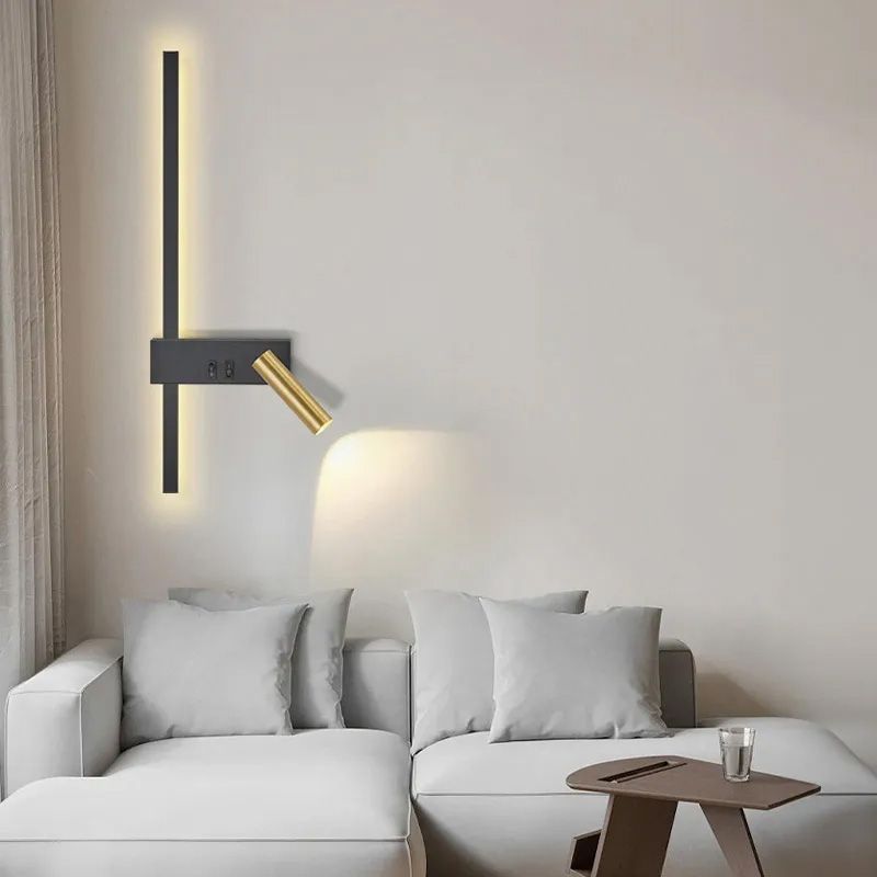 Toolight, LED nástenné svietidlo 8W, 4000K, APP1439-W RIGHT, čierna-zlatá lesklá, OSW-04777