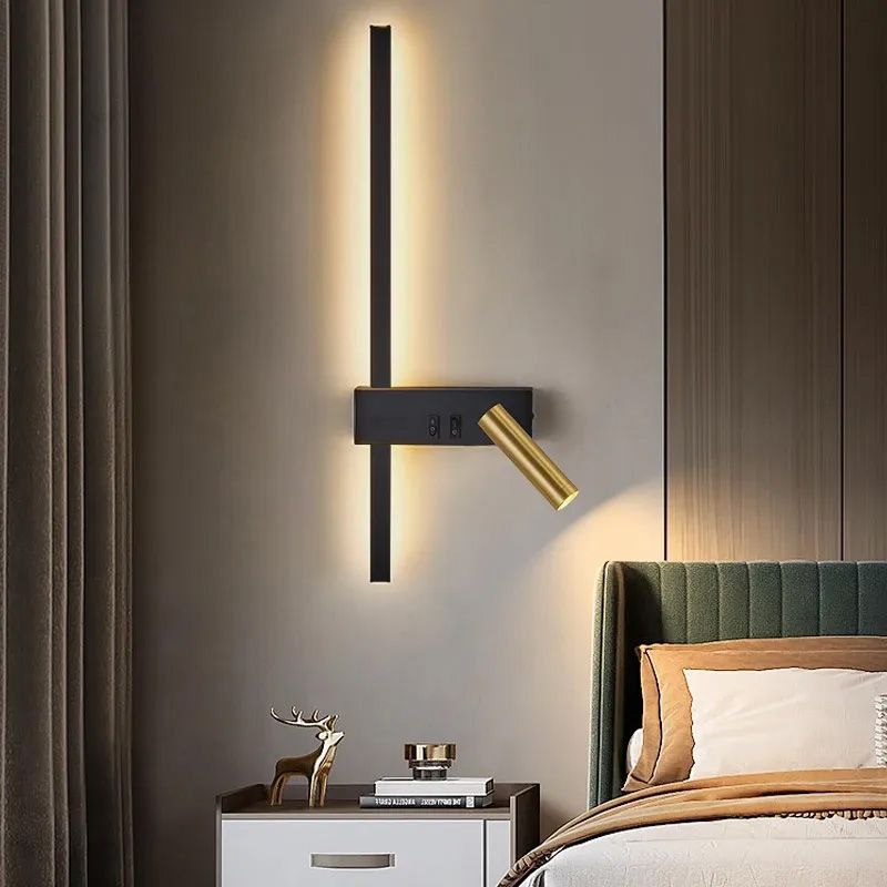 Toolight, LED nástenné svietidlo 8W, 4000K, APP1439-W RIGHT, čierna-zlatá lesklá, OSW-04777