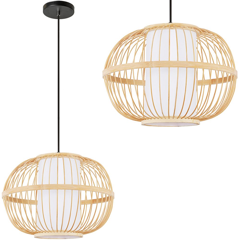 Toolight Natural, závesné stropné svietidlo 1xE27 APP1631-1CP, prírodná hnedá, OSW-05104