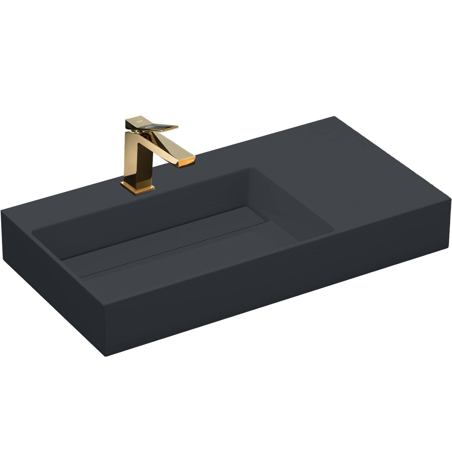 Rea Archi, umývadlo na dosku z konglomerátu 750x430x140 mm, ľavá verzia, šedá matná, REA-U4303