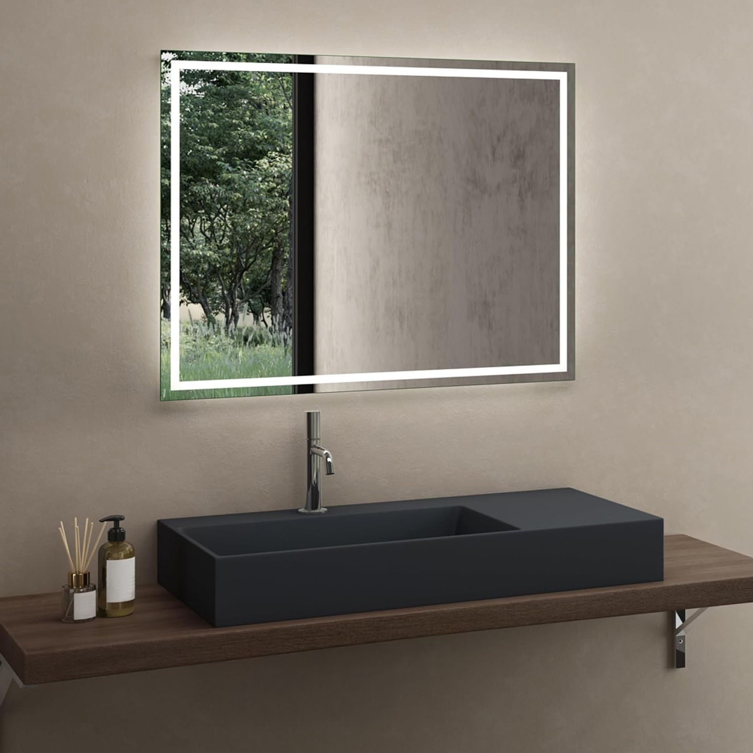 Rea Archi, umývadlo na dosku z konglomerátu 750x430x140 mm, ľavá verzia, šedá matná, REA-U4303
